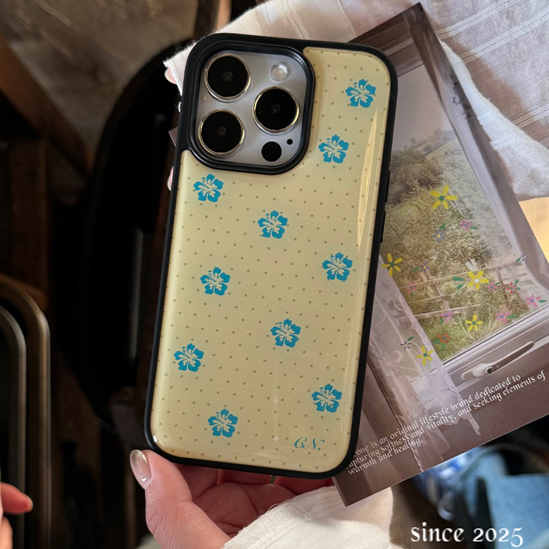 Korean Ins Blue Flowers Polka  - đánh giá và giá Back Cover Adhesive