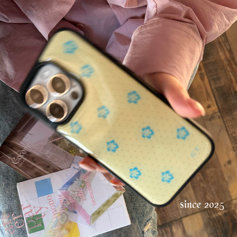 Korean Ins Blue Flowers Polka  - đánh giá và giá Back Cover Adhesive