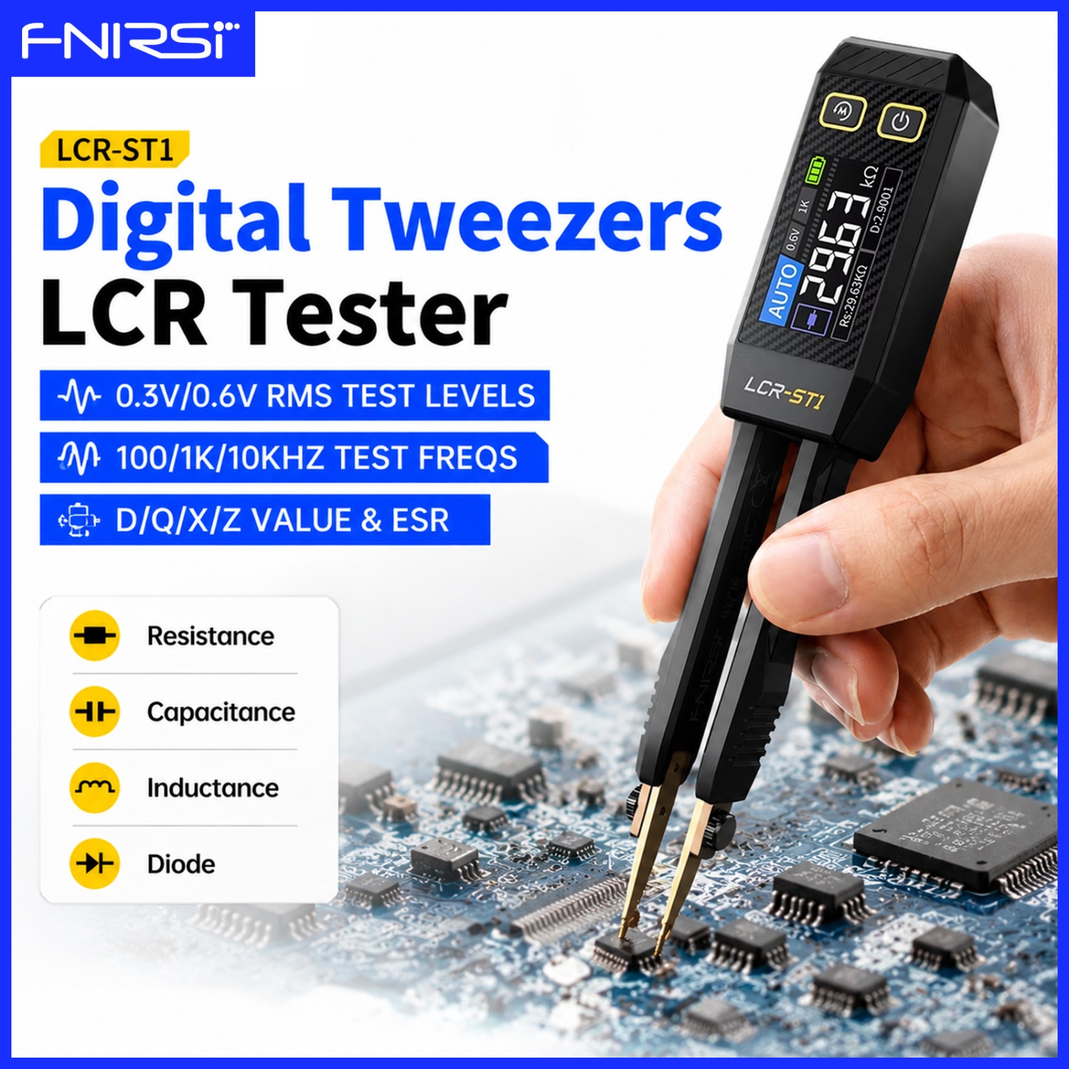 FNIRSI LCR-ST1 Smart LCR Bridg - đánh giá và giá Smd Tweezer Set